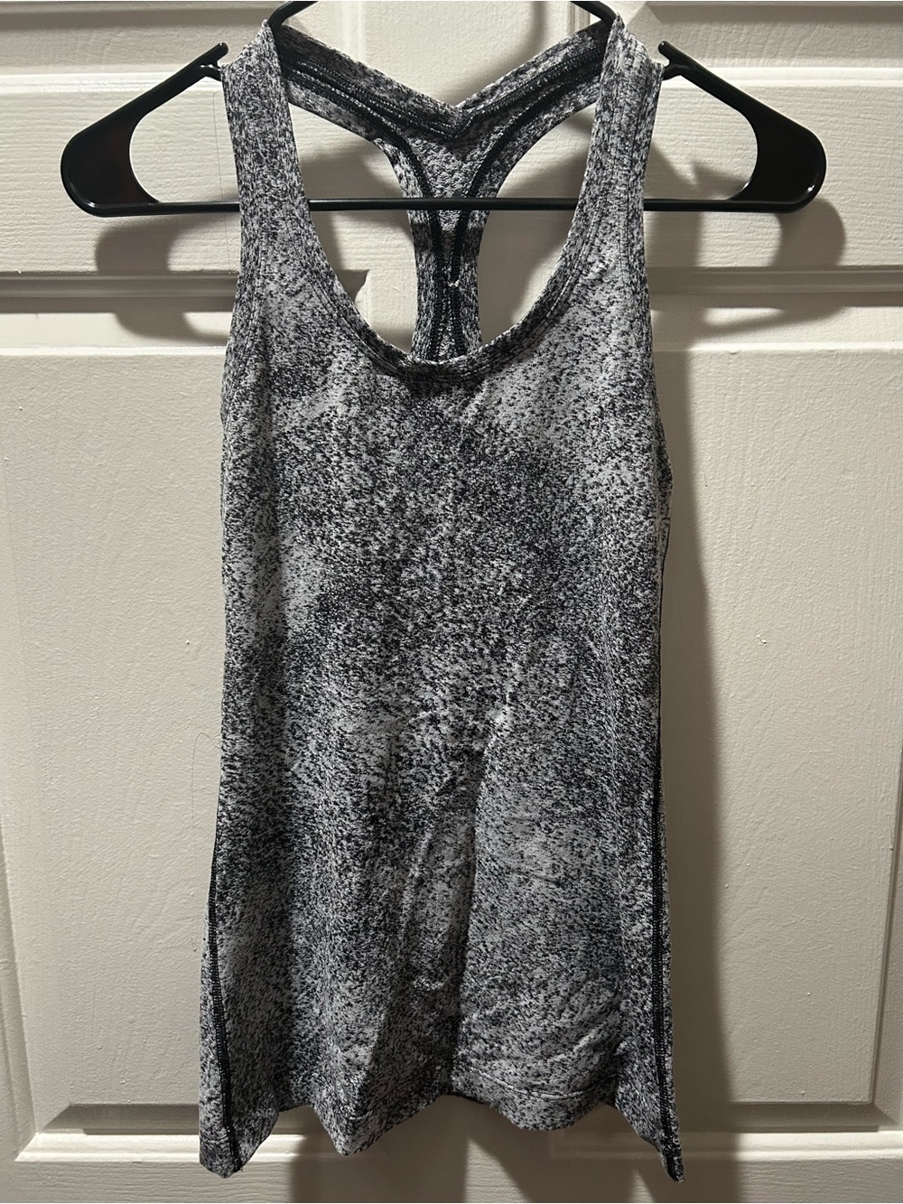 Lululemon Cool Racerback II Tank Top in White Black Luon Spray Jacquard Colorway